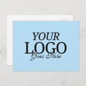 Einfaches Blue-Company-Logo mit QR-Code Postkarte (Vorne/Hinten)