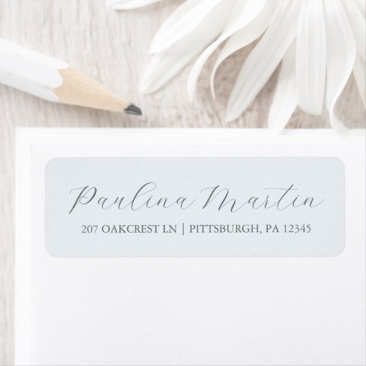 Einfaches Blue-Gray-Script-Rücksendeadresse-Label (Insitu)