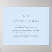 Einfaches Blue Late Night Diapers Baby Showspiel Poster (Vorne)