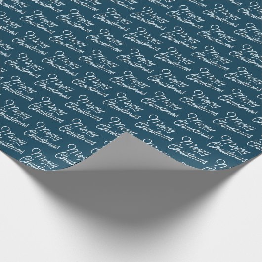 Einfaches Blue Merry Weihnachtswrapping Paper Geschenkpapier (Ecke)