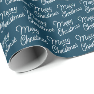 Einfaches Blue Merry Weihnachtswrapping Paper Geschenkpapier