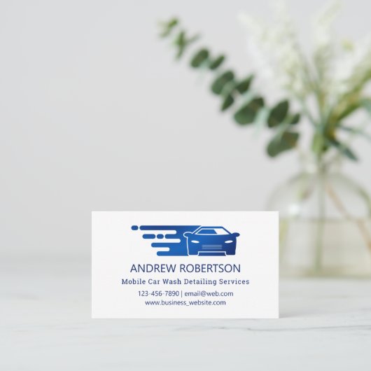 Einfaches Blue Mobile Car Wash Auto im Detail Visitenkarte (Stehend Vorderseite)