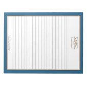 Einfaches Blue Monogram Lined Business Notizblock (Vorderseite)