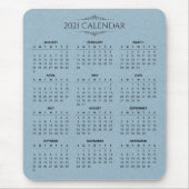 Einfaches Blue Paper-Kalender 2021 | Mousepad (Vorne)