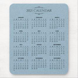 Einfaches Blue Paper-Kalender 2021 | Mousepad
