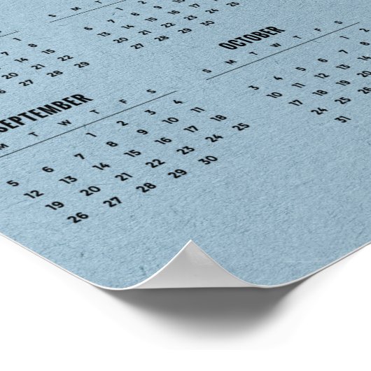 Einfaches Blue Paper-Kalender 2021 | Poster (Ecke)