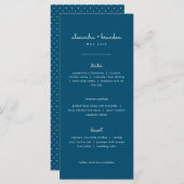 Einfaches Blue Wedding Menu Menükarte (Vorne/Hinten)