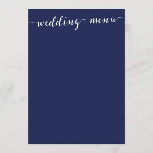 Einfaches Blue Wedding Menu Menükarte (Rückseite)