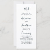 Einfaches Blue White Wedding Programm (Vorderseite)