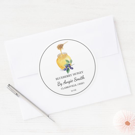 Einfaches Blueberry-Infused-Honey-Label Runder Aufkleber (Umschlag)