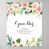 Einfaches Blumenblatt Hochzeitsszenario Open Bar S Poster (Vorne)