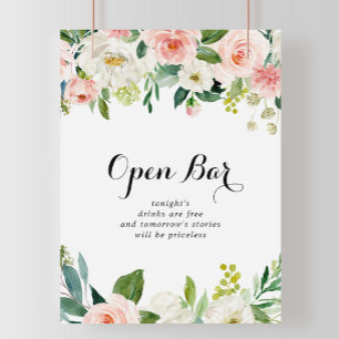 Einfaches Blumenblatt Hochzeitsszenario Open Bar S Poster