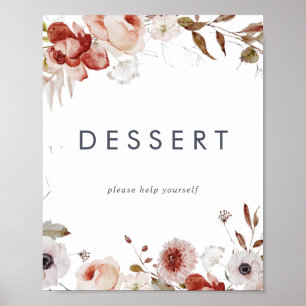 Einfaches Blumendessert-Schild Poster