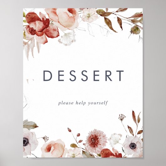 Einfaches Blumendessert-Schild Poster (Vorne)