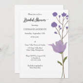 Einfaches, blumengeschmücktes, Lila Brautparty Einladung (Vorne/Hinten)