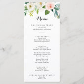 Einfaches Blumengrün-Blattkalligrafie-Abendessen Menükarte (Vorderseite)