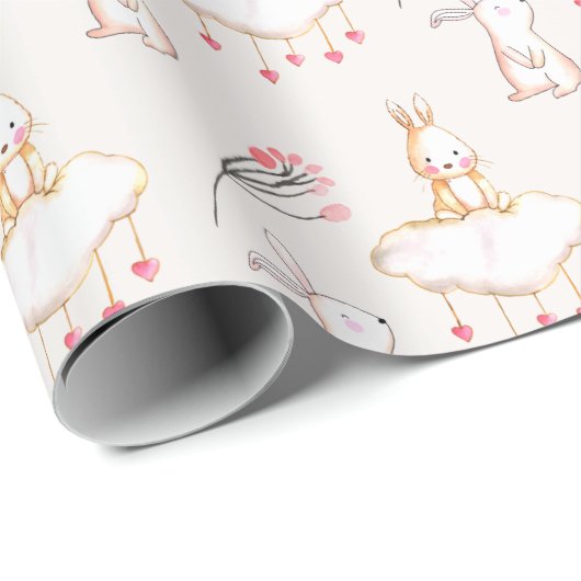 Einfaches Blumenhäschen-Muster-Ostern-Packpapier Geschenkpapier (Rolleneckpunkt)