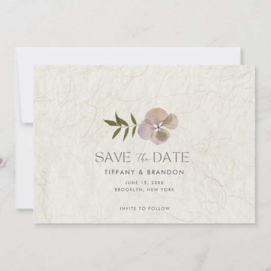 Einfaches Blumenhochzehen speichert das Datum Save The Date (Rückseite)