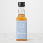 Einfaches Blumenkreuz auf hellblauer Taufe Alkoholflaschenetikett (Vorderseite)