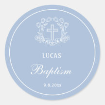 Einfaches Blumenkreuz auf hellblauer Taufe