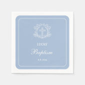 Einfaches Blumenkreuz auf hellblauer Taufe Serviette (Vorderseite)