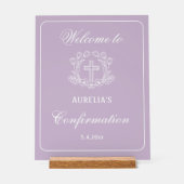 Einfaches Blumenkreuz auf Lilac-Bestätigung Willko Acrylschild (Vorderseite)