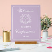 Einfaches Blumenkreuz auf Lilac-Bestätigung Willko Acrylschild (Hochzeit)