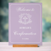 Einfaches Blumenkreuz auf Lilac-Bestätigung Willko Acrylschild (Neutral)