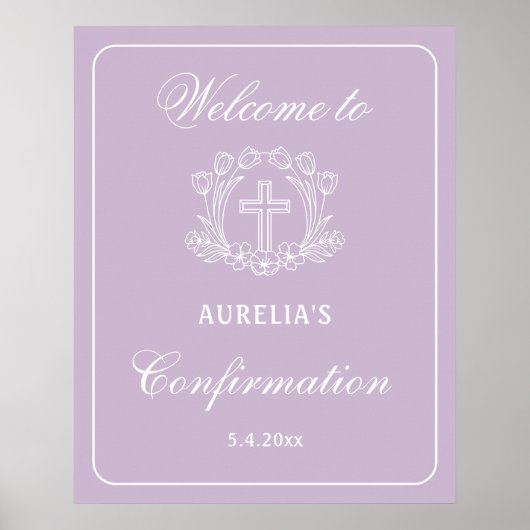 Einfaches Blumenkreuz auf Lilac-Bestätigung Willko Poster (Vorne)