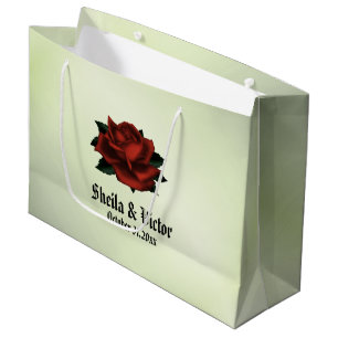 Einfaches Blumenmuster auf Grün Große Geschenktüte