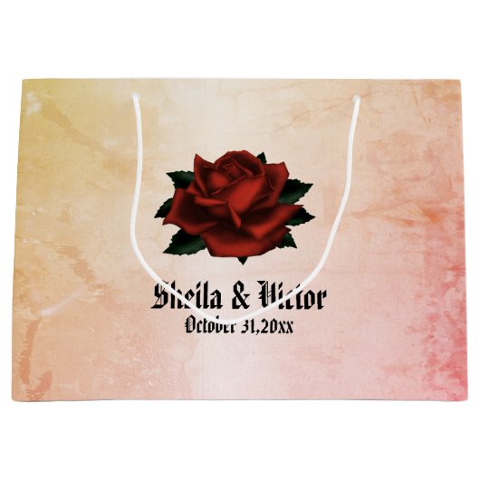 Einfaches Blumenmuster auf Peach Große Geschenktüte (Vorderseite)