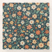 Einfaches Blumenmuster Glasuntersetzer (Vorderseite)