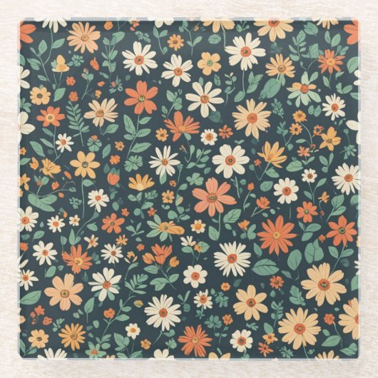 Einfaches Blumenmuster Glasuntersetzer (Vorderseite)