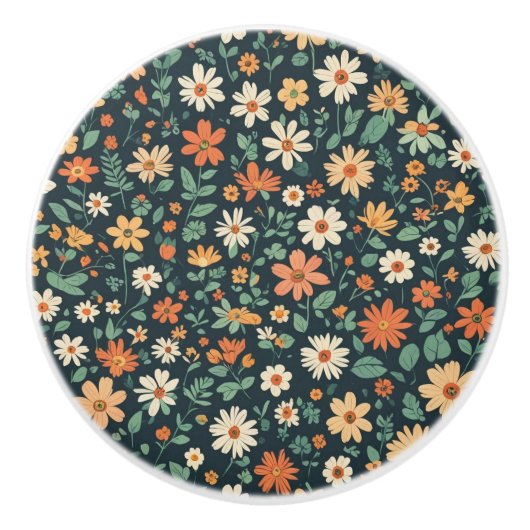 Einfaches Blumenmuster Keramikknauf (Vorderseite)