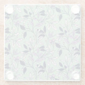 Einfaches Blumenmuster mit sanften grünen Hintergr Glasuntersetzer (Rückseite)