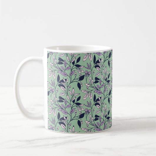 Einfaches Blumenmuster mit sanften grünen Hintergr Kaffeetasse (Links)