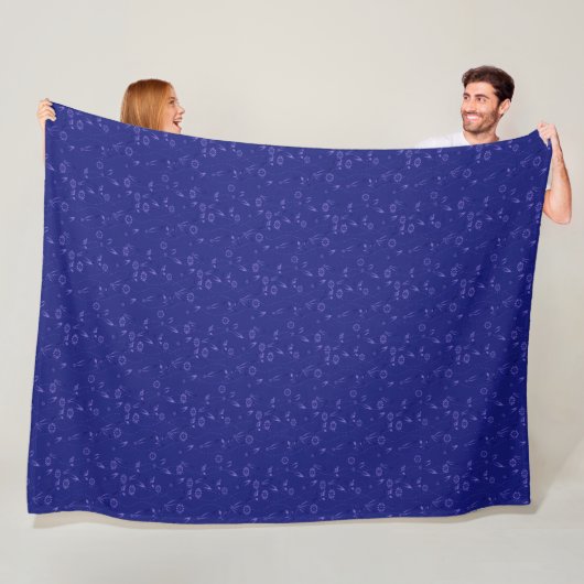 Einfaches Blumenmuster Retro Blau Fleecedecke (Beispiel)
