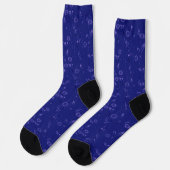 Einfaches Blumenmuster Retro Blau Socken (Linkes Detail)