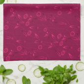 Einfaches Blumenmuster Retro Rot Geschirrtuch (Gefaltet)