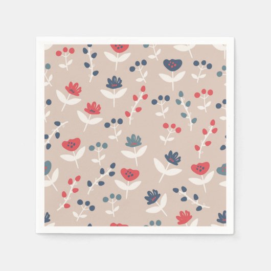 Einfaches Blumenrosa Landhaus Stilvoll Serviette (Vorderseite)