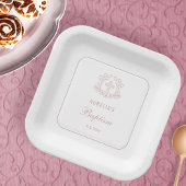 Einfaches Blumenrosa Taufplatz Pappteller