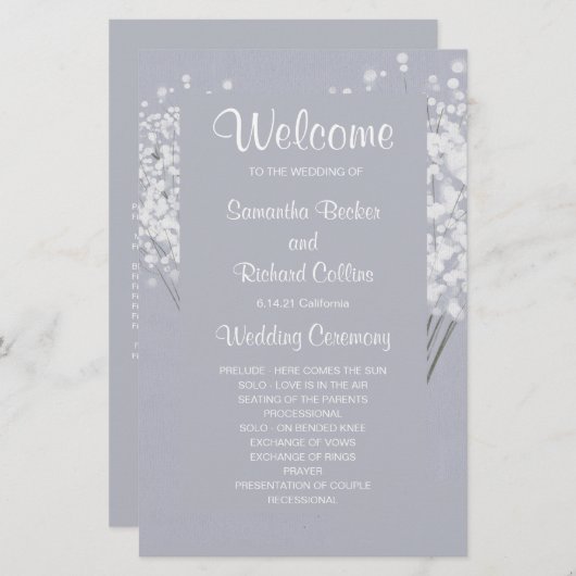 Einfaches Blumenstrauß-Hochzeitsprogramm (Vorne/Hinten)