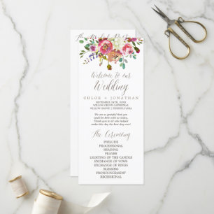 Einfaches Blumenwasser-Bouquet-Hochzeitsprogramm Programm
