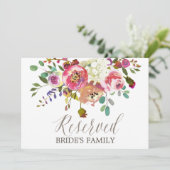 Einfaches Blumenwasser Bouquet "Reserviert" Zeiche (Stehend Vorderseite)