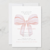 Einfaches Blush Coquette Bow Brautparty Einladung (Vorderseite)