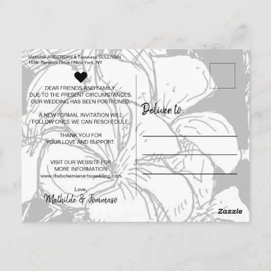 Einfaches Bohemisches Skript Schwarz Ändern des Da Postkarte (Rückseite)