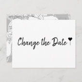 Einfaches Bohemisches Skriptweiß Ändern des Datums Postkarte (Vorne/Hinten)