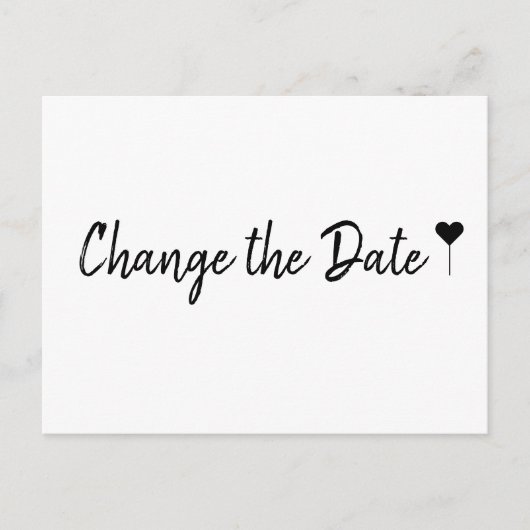 Einfaches Bohemisches Skriptweiß Ändern des Datums Postkarte (Vorderseite)