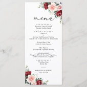 Einfaches Boho Burgundy Blush Blumenmenü Menükarte (Vorderseite)