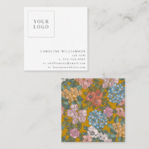 Einfaches Boho-Gelbes Blumenlogo Weiblich Quadratische Visitenkarte